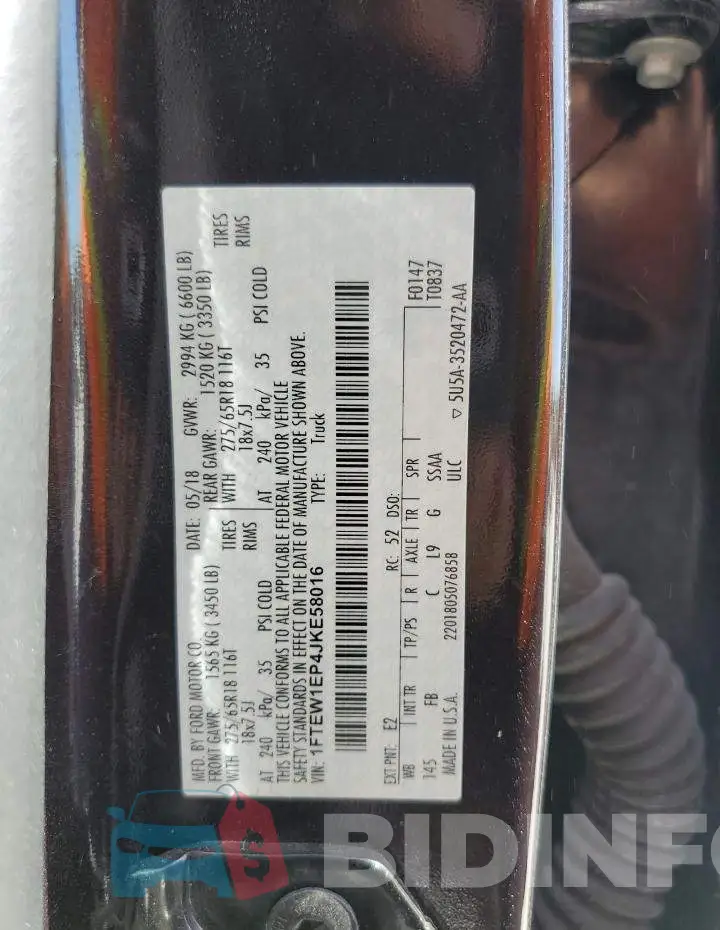 1FTEW1EP4JKE58016 Photo# 12