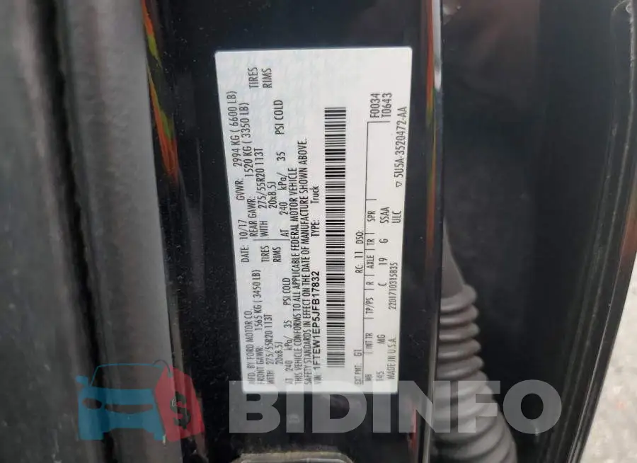 1FTEW1EP5JFB17832 Photo# 12