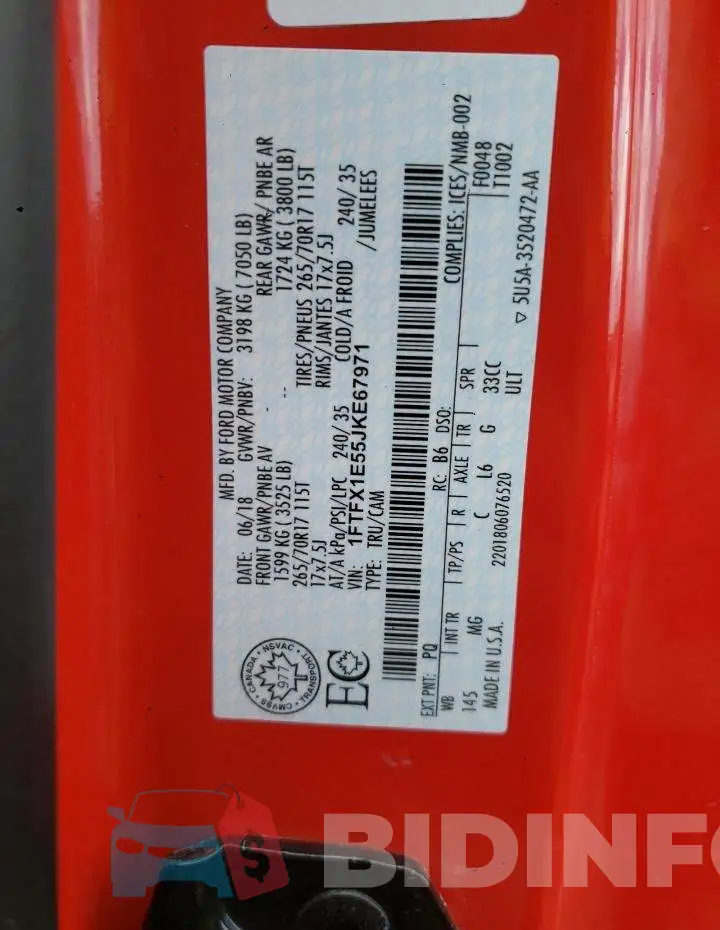 1FTFX1E55JKE67971 Photo# 12