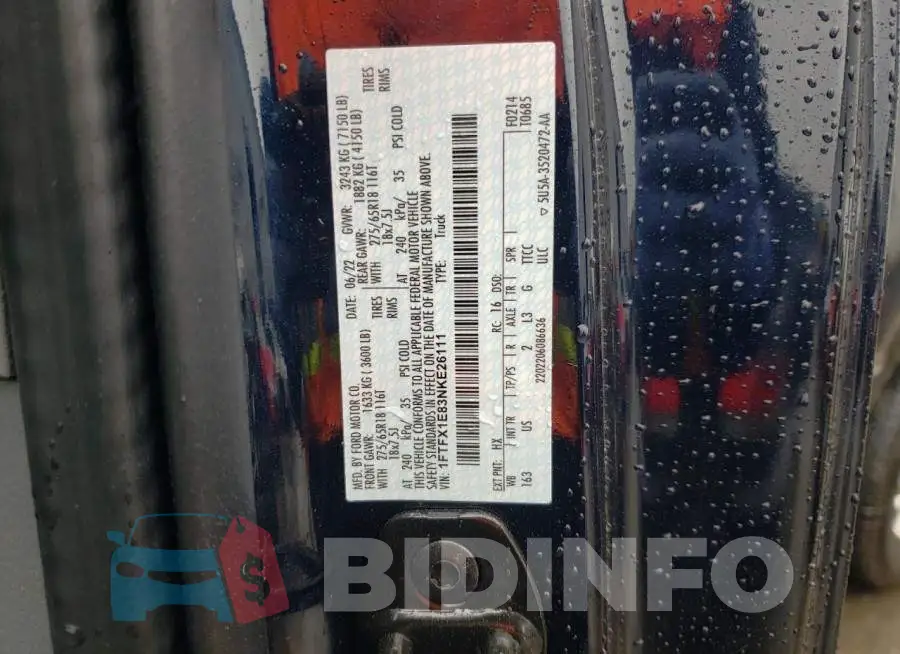 1FTFX1E83NKE26111 Photo# 10