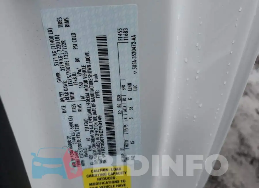 1FTRF3B67NEF90149 Photo# 12