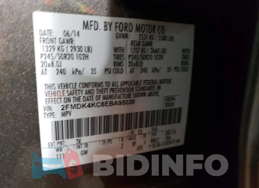2FMDK4KC8EBA95029 Photo# 13
