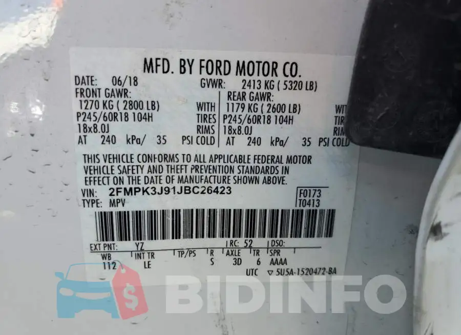 2FMPK3J91JBC26423 Photo# 13