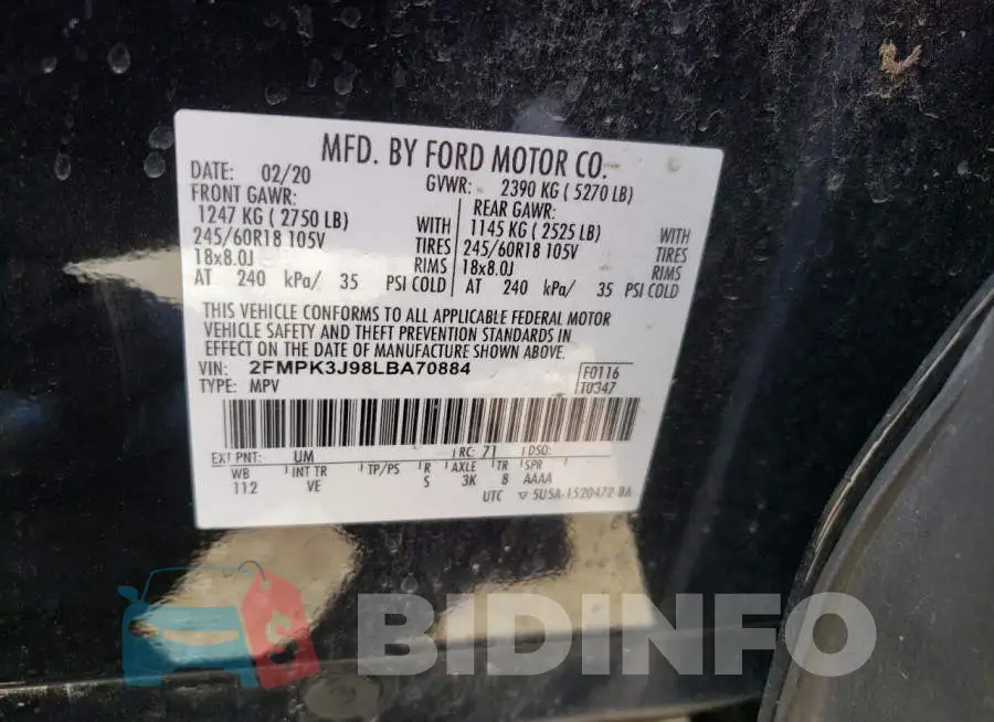 2FMPK3J98LBA70884 Photo# 13