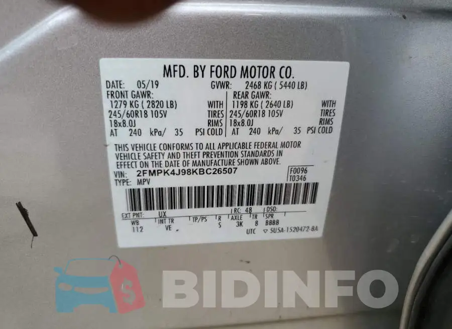 2FMPK4J98KBC26507 Photo# 13