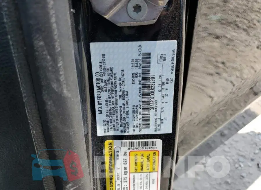 3FA6P0CD3LR232901 Photo# 12