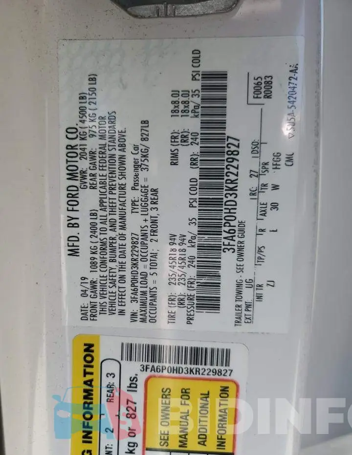 3FA6P0HD3KR229827 Photo# 13