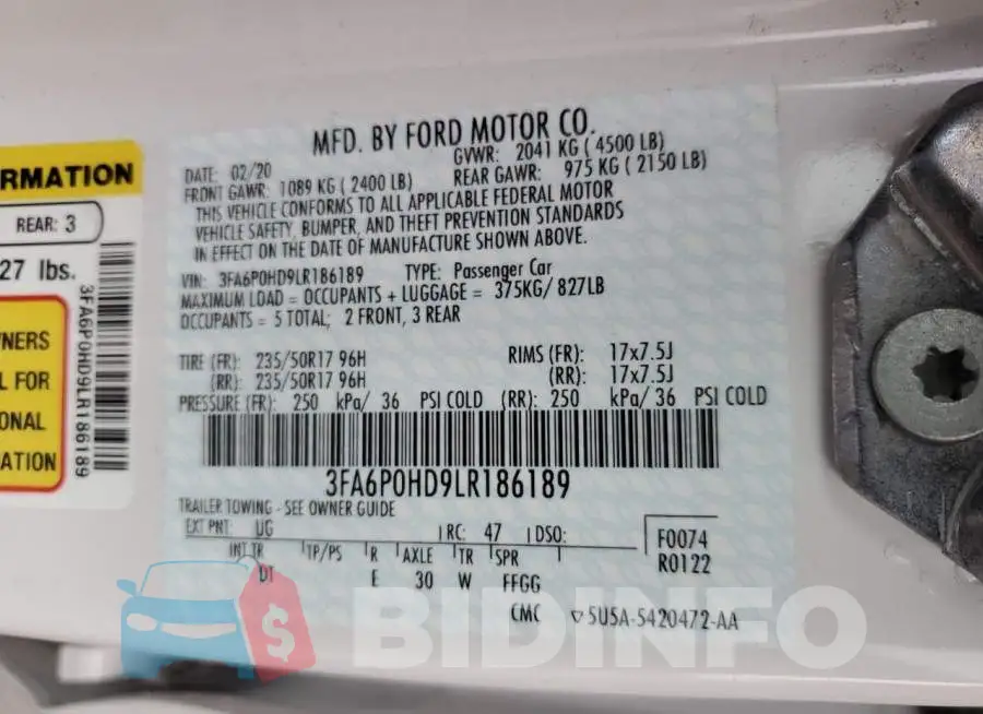 3FA6P0HD9LR186189 Photo# 12