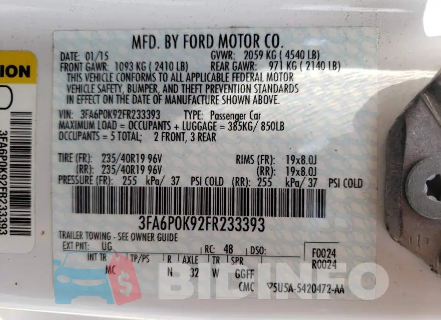 3FA6P0K92FR233393 Photo# 13