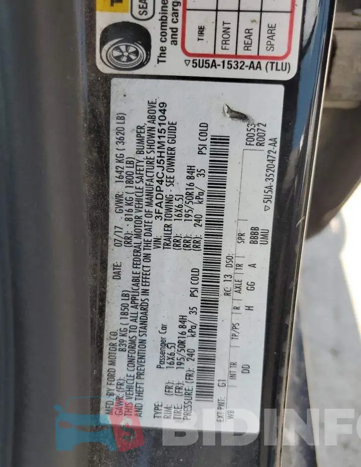 3FADP4CJ5HM151049 Photo# 12
