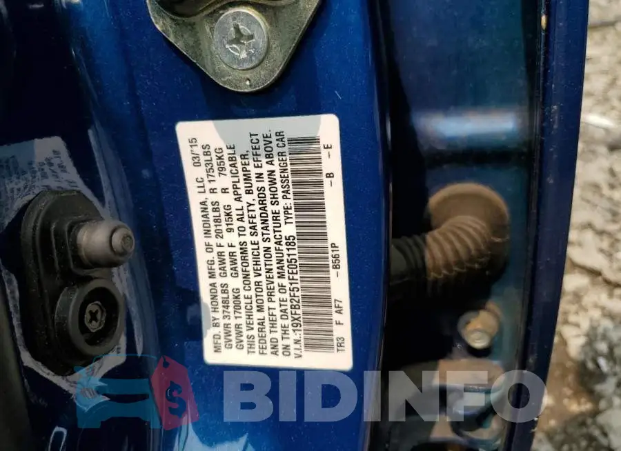 19XFB2F51FE051185 Photo# 13