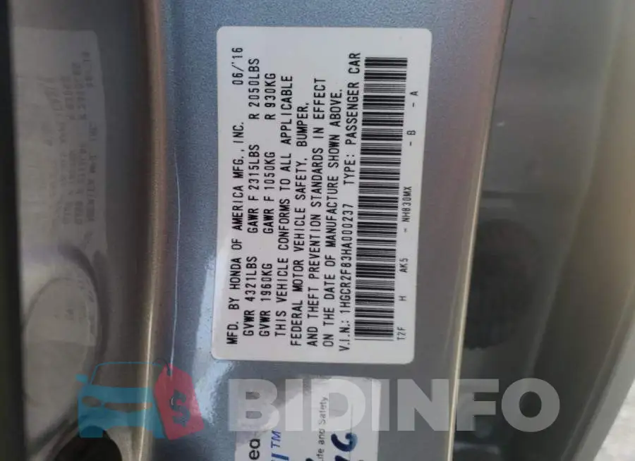 1HGCR2F83HA000237 Photo# 13