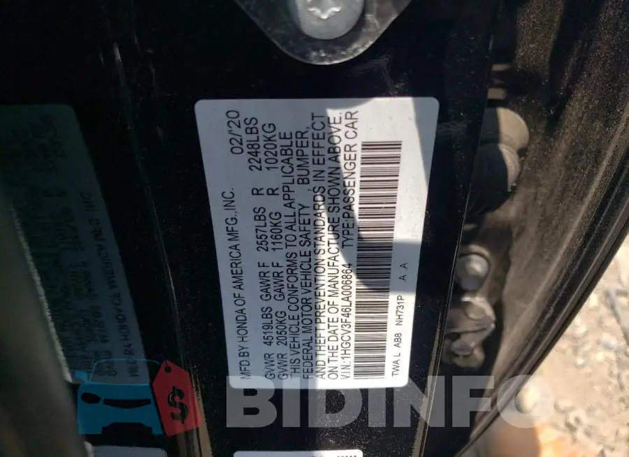 1HGCV3F46LA006864 Photo# 12