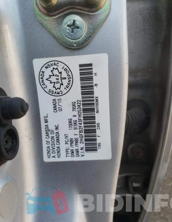 2HGFB2F43FH053422 Photo# 12