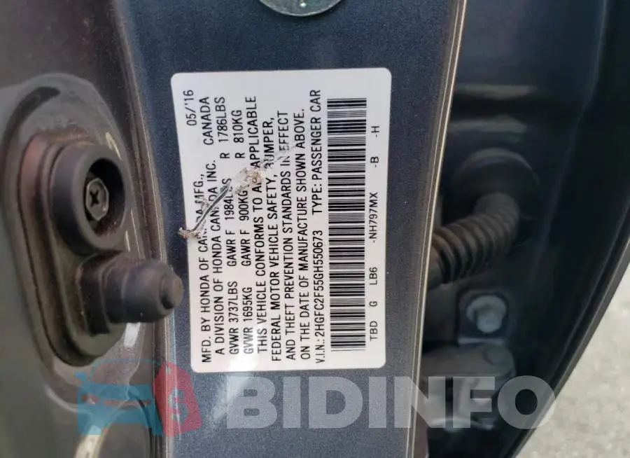 2HGFC2F55GH550673 Photo# 12