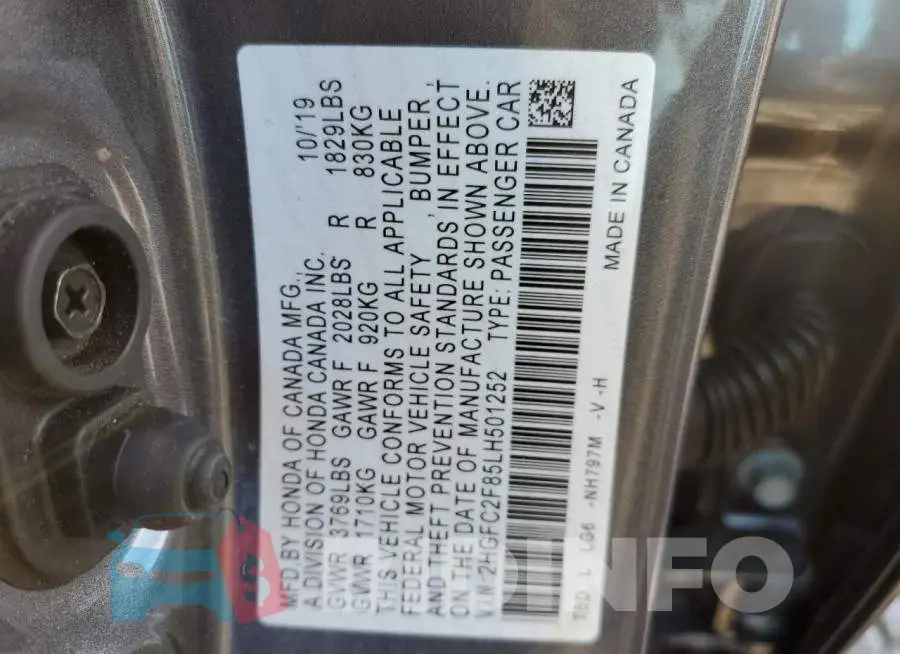 2HGFC2F85LH501252 Photo# 12
