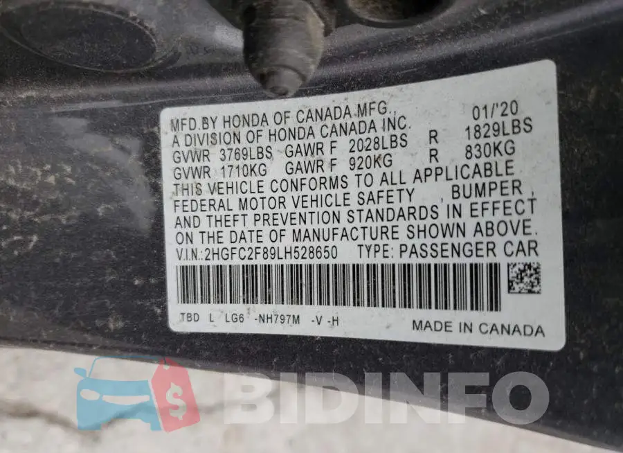 2HGFC2F89LH528650 Photo# 12