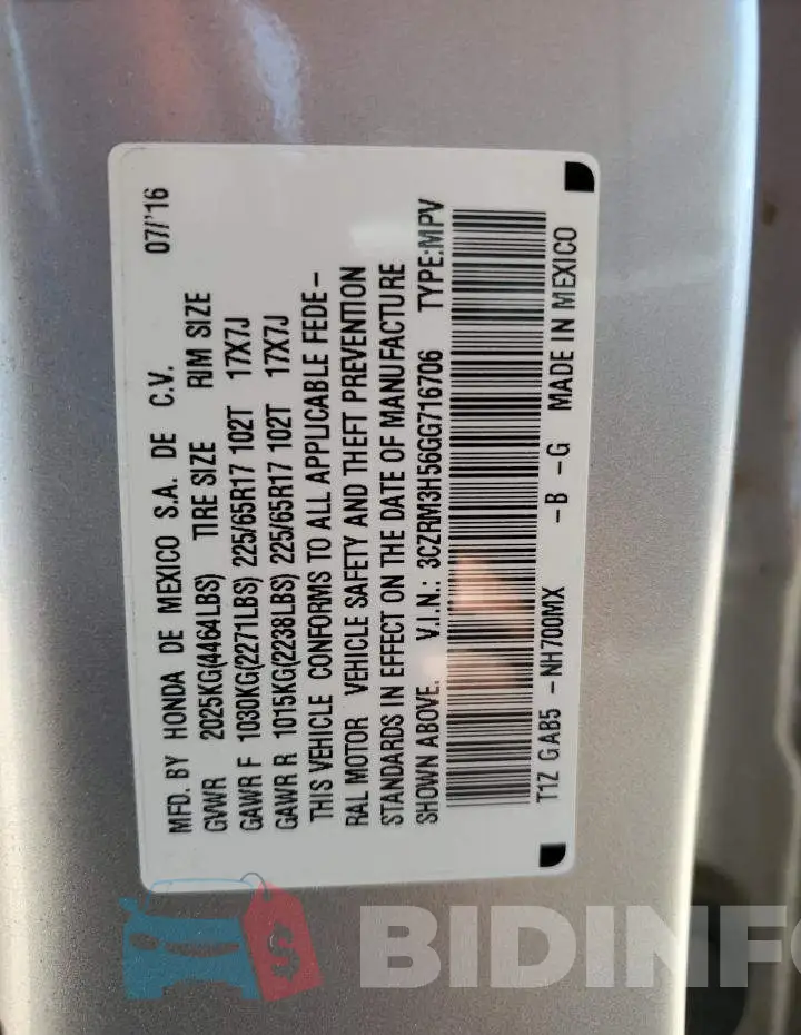 3CZRM3H56GG716706 Photo# 12