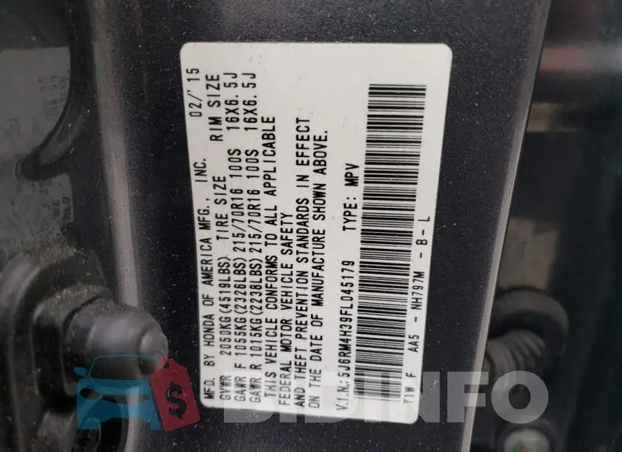5J6RM4H39FL045179 Photo# 12