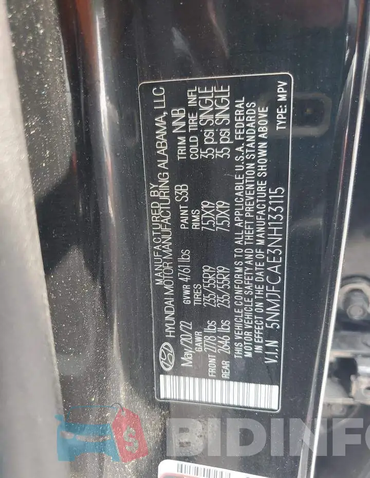 5NMJFCAE3NH133115 Photo# 12