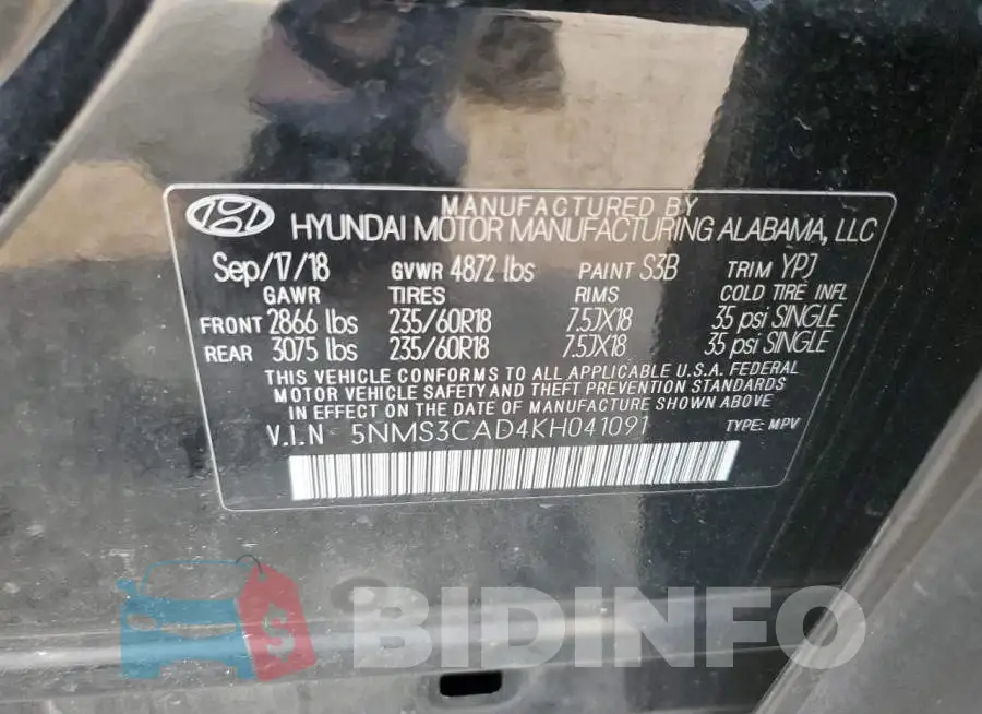 5NMS3CAD4KH041091 Photo# 12