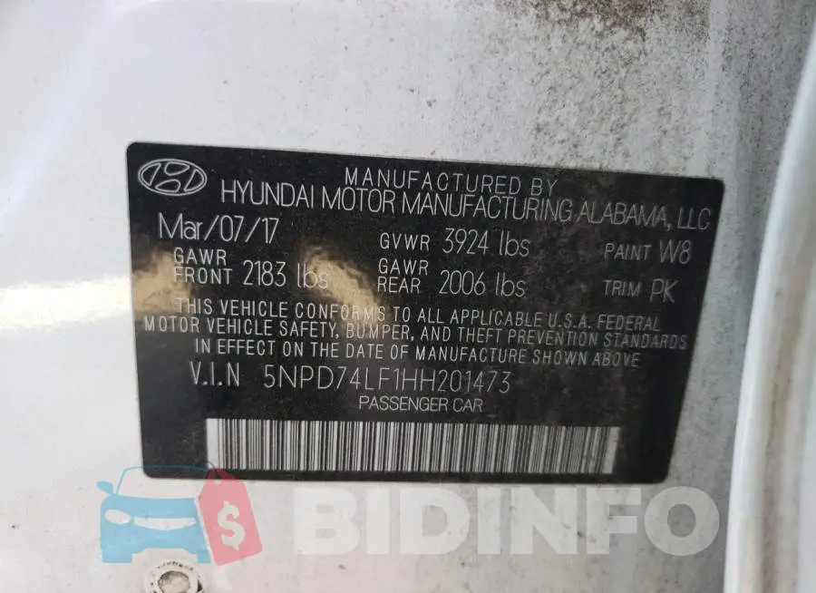 5NPD74LF1HH201473 Photo# 12