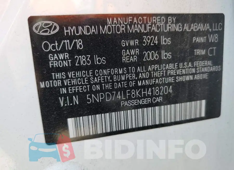 5NPD74LF8KH418204 Photo# 13