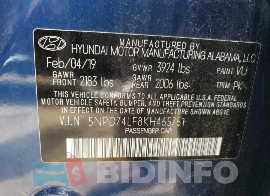 5NPD74LF8KH465751 Photo# 12