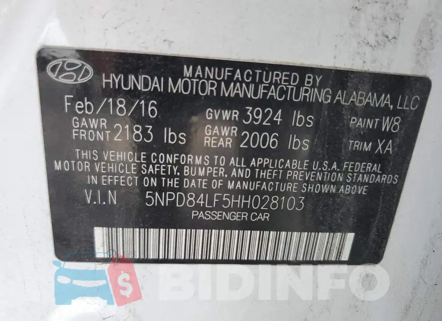 5NPD84LF5HH028103 Photo# 13