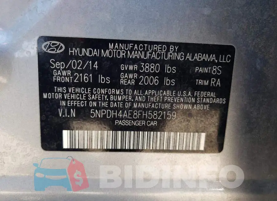 5NPDH4AE8FH582159 Photo# 12