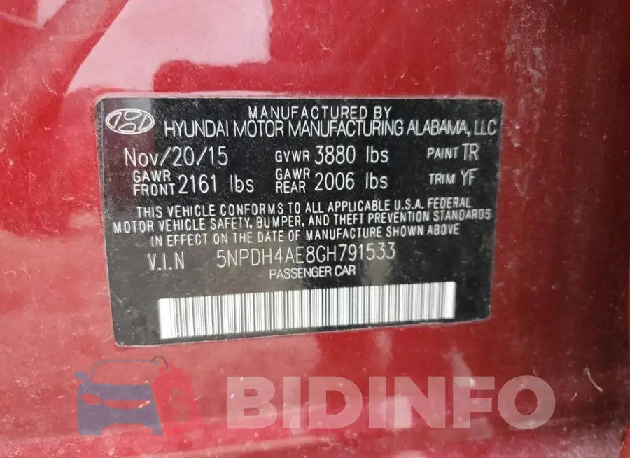 5NPDH4AE8GH791533 Photo# 13