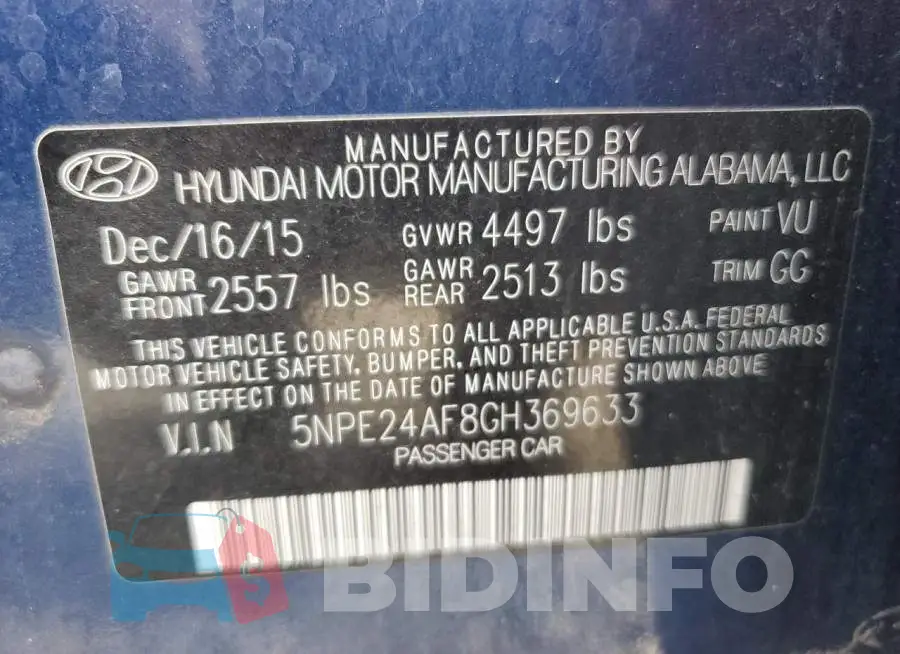 5NPE24AF8GH369633 Photo# 12