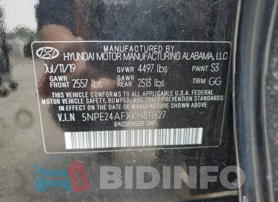 5NPE24AFXKH811627 Photo# 12