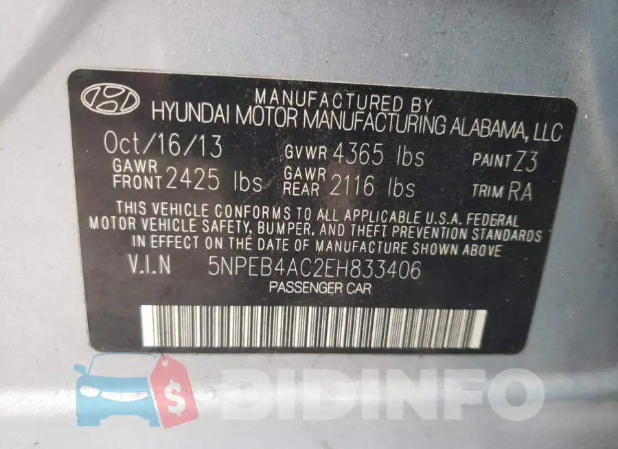5NPEB4AC2EH833406 Photo# 12