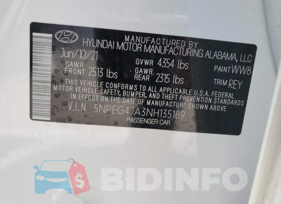 5NPEG4JA3NH135189 Photo# 12