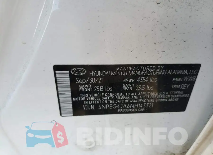 5NPEG4JA6NH143321 Photo# 13