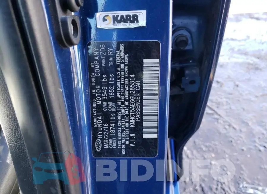 KMHCT5AE6GU285314 Photo# 12