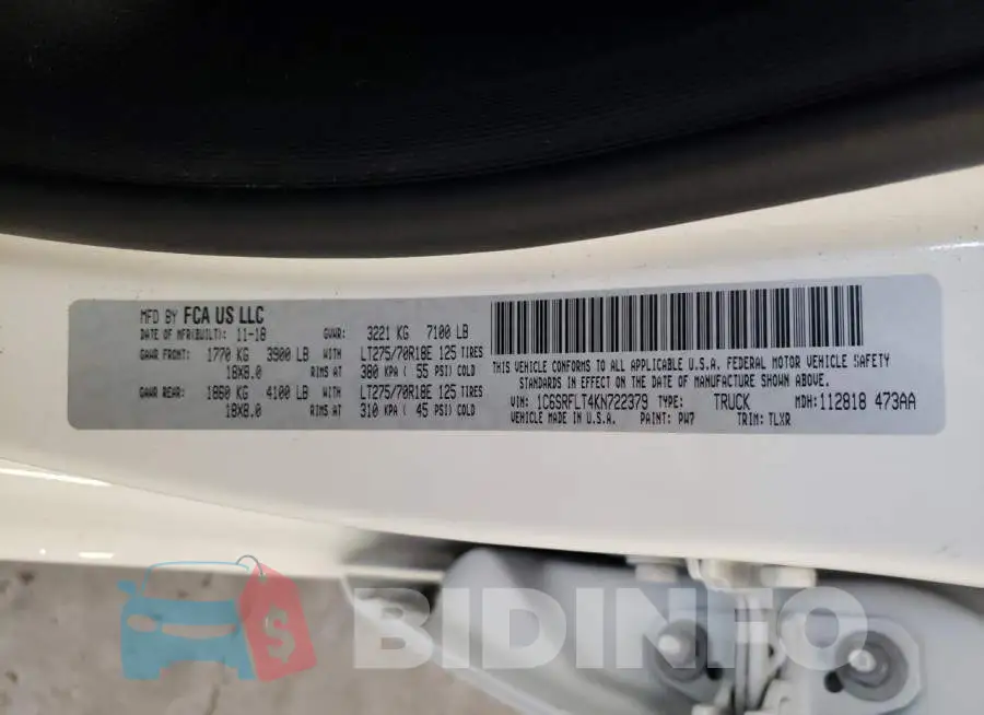 1C6SRFLT4KN722379 Photo# 13