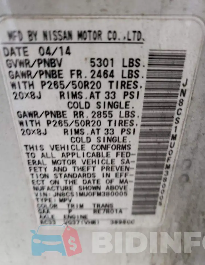 JN8CS1MU0FM380005 Photo# 14