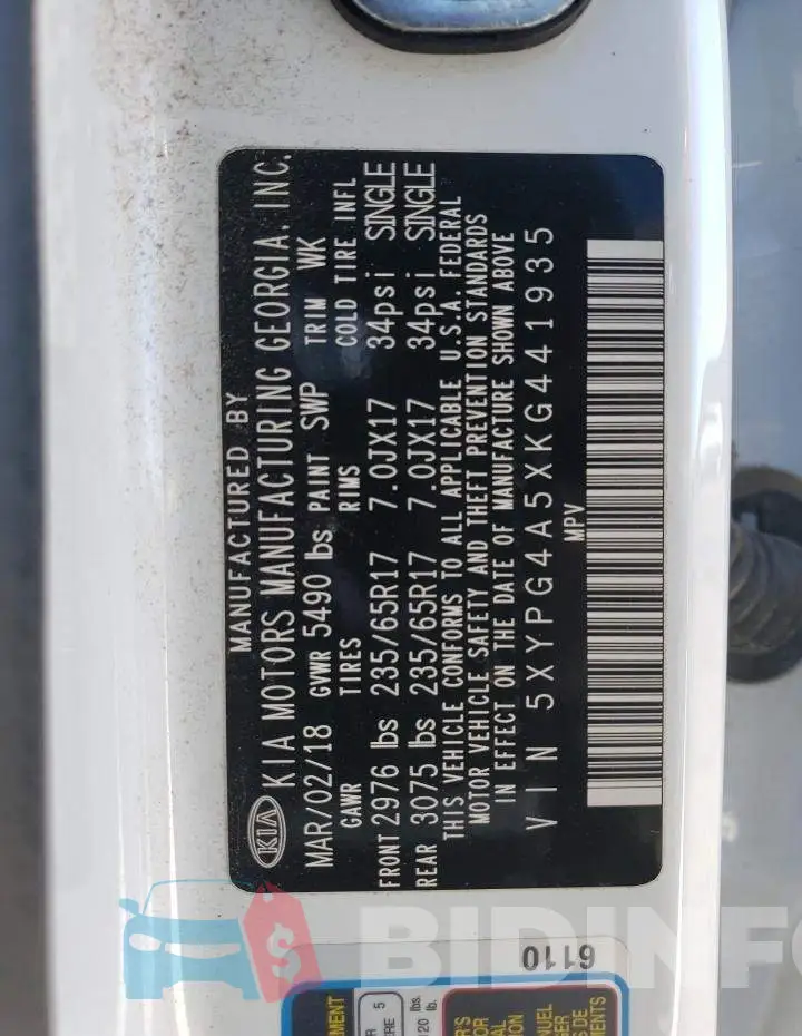 5XYPG4A5XKG441935 Photo# 13