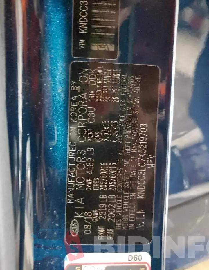 KNDCC3LC7K5219703 Photo# 13
