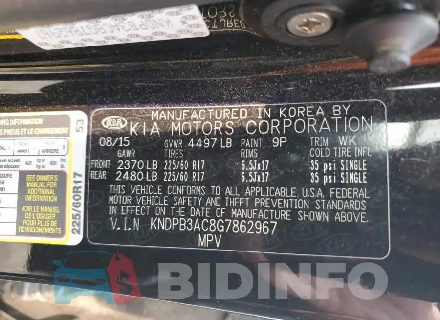 KNDPB3AC8G7862967 Photo# 12