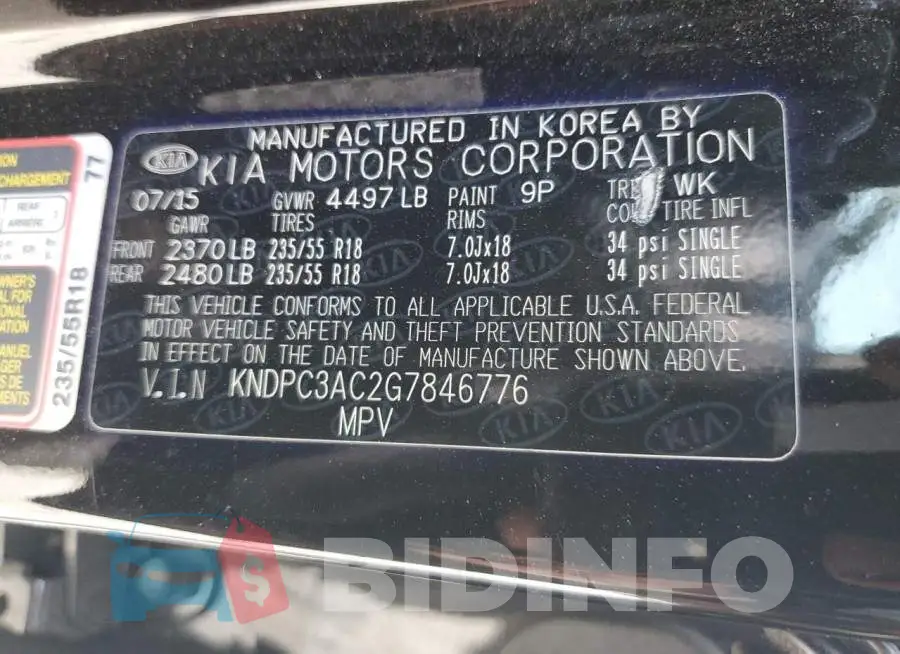KNDPC3AC2G7846776 Photo# 13
