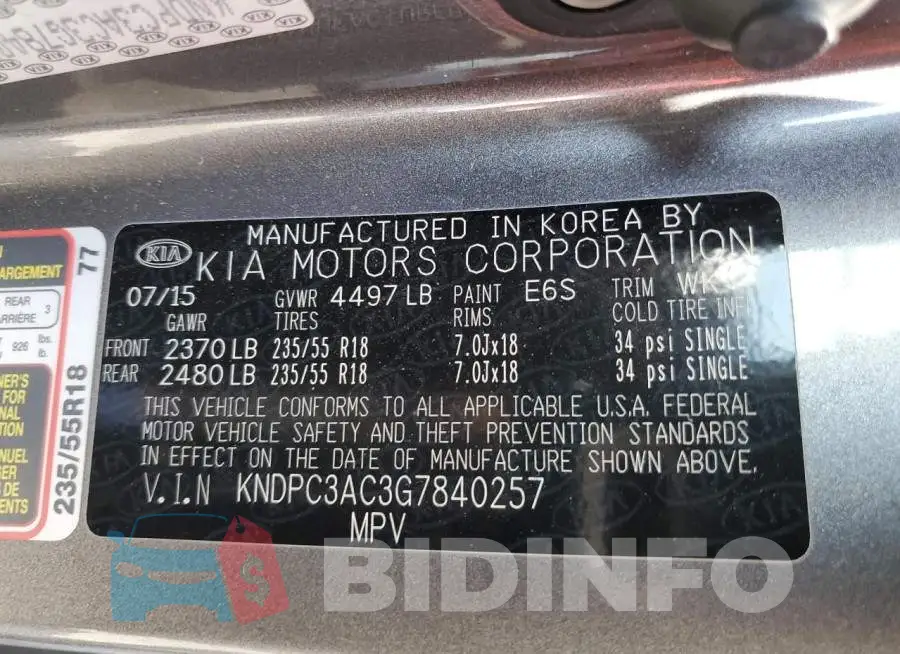 KNDPC3AC3G7840257 Photo# 13