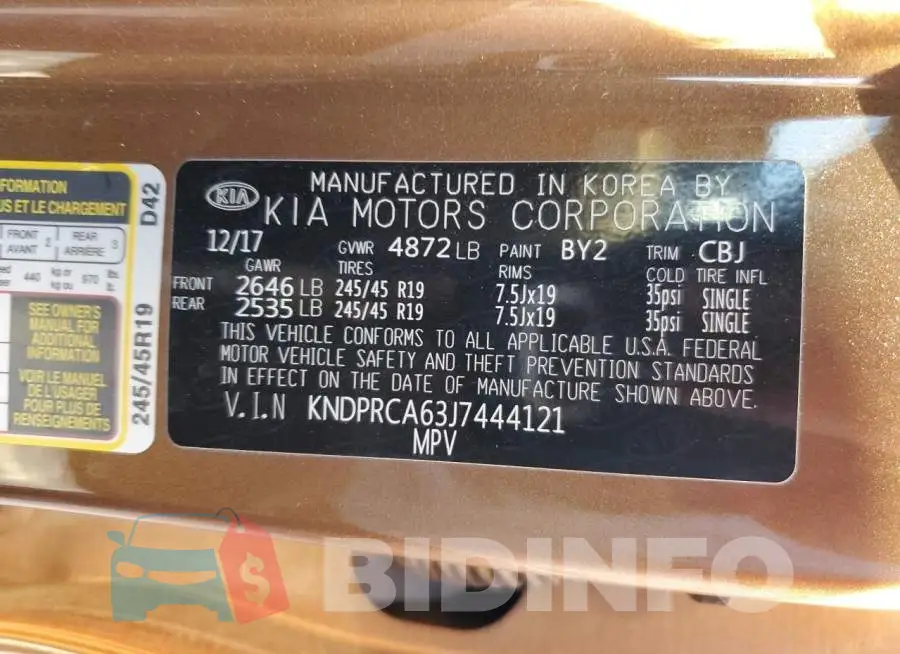 KNDPRCA63J7444121 Photo# 13