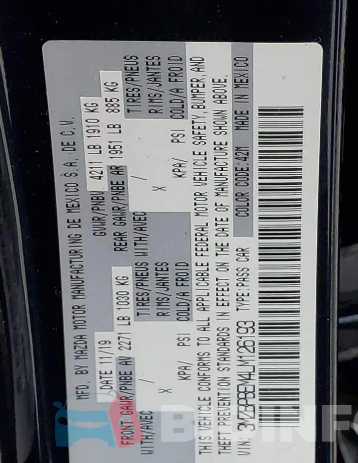 3MZBPBEM4LM126193 Photo# 12