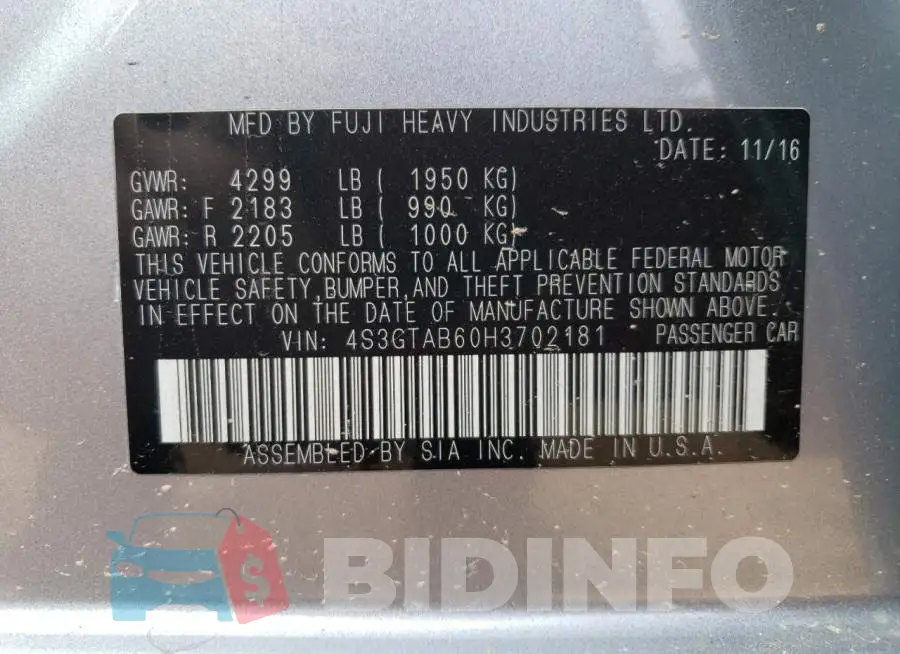 4S3GTAB60H3702181 Photo# 13