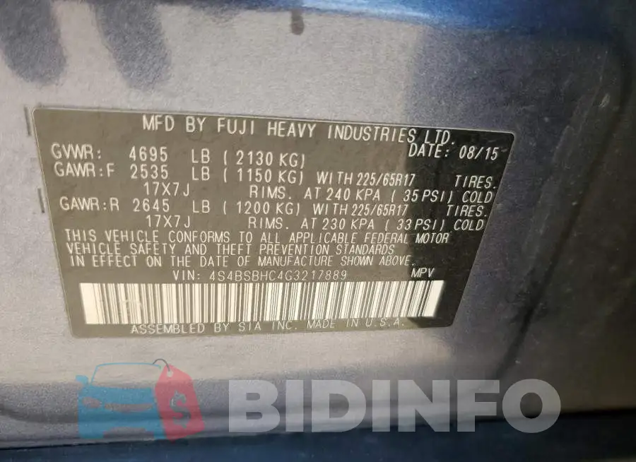 4S4BSBHC4G3217889 Photo# 12
