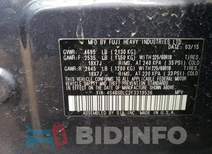4S4BSBLC2F3319536 Photo# 12
