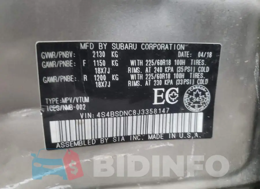 4S4BSDNC8J3358147 Photo# 12